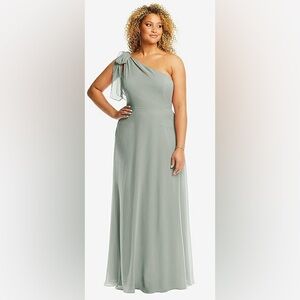 After Six One-Shoulder Dress in Soft Green